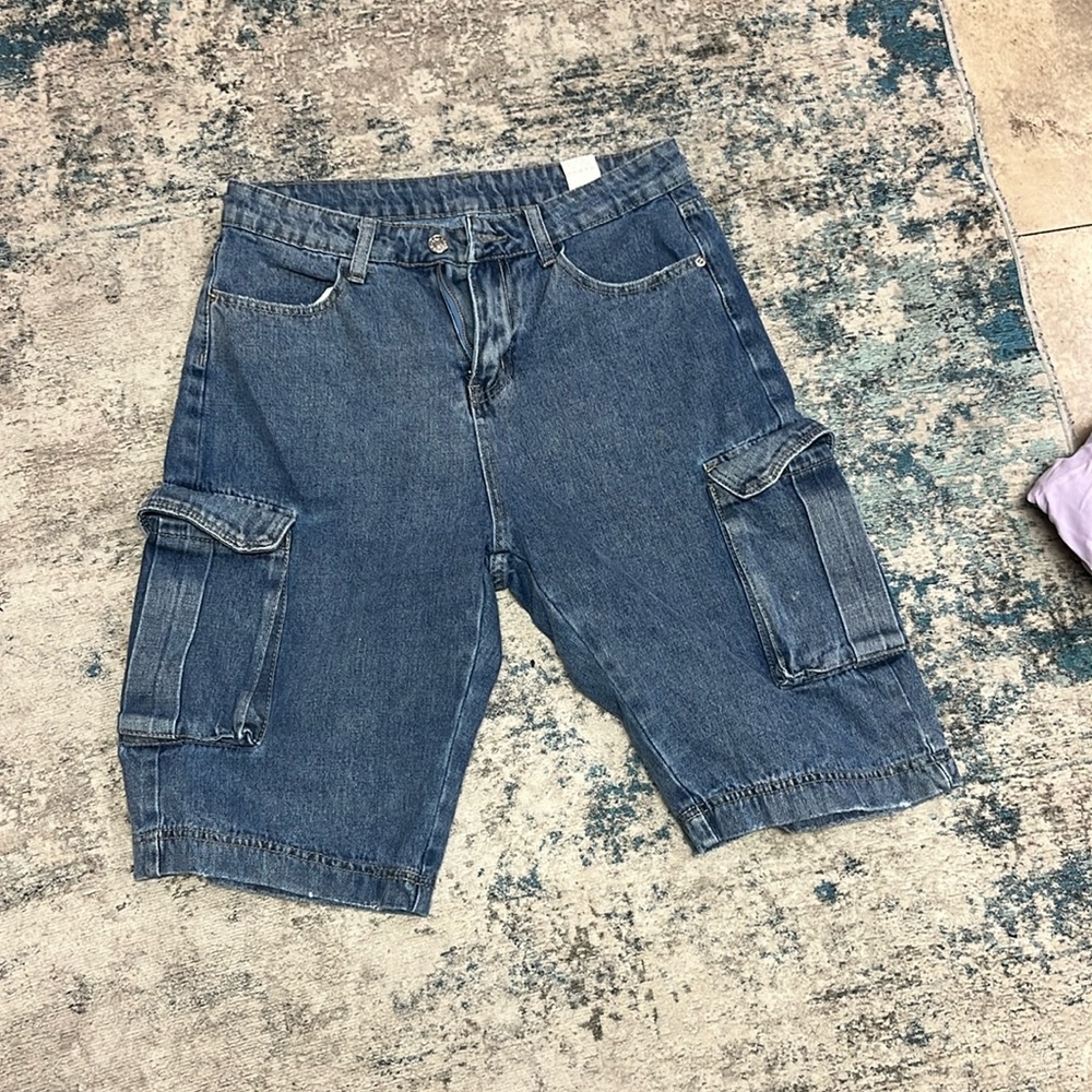 Blue denim jorts